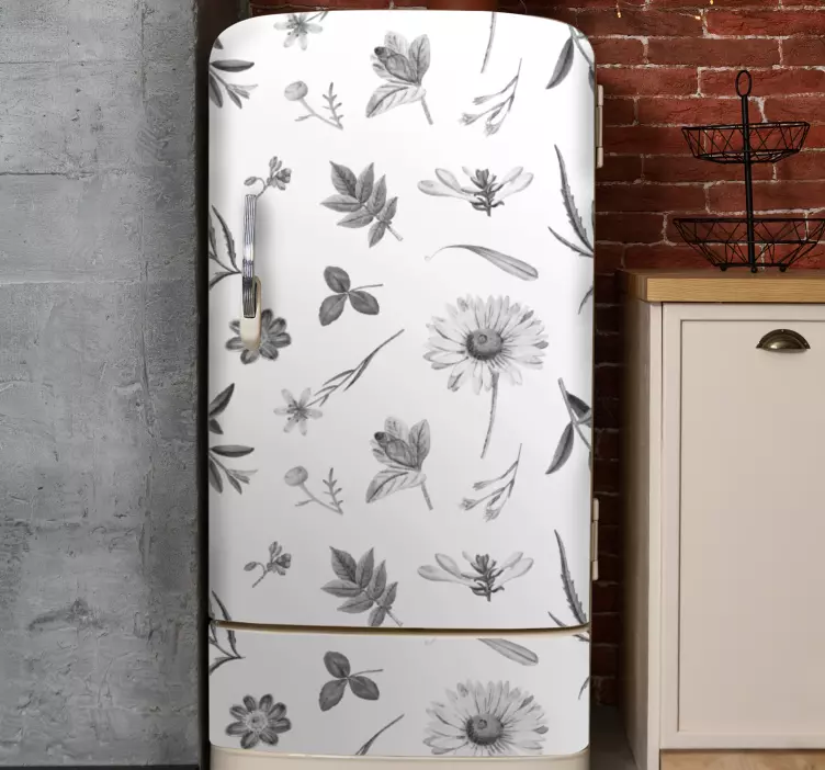 Autocolante para frigorífico Flores cinza sprint - TenStickers