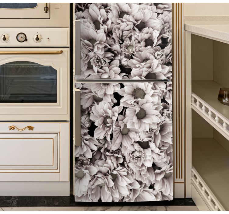 Autocolante para frigorífico Flores peônia cinza - TenStickers