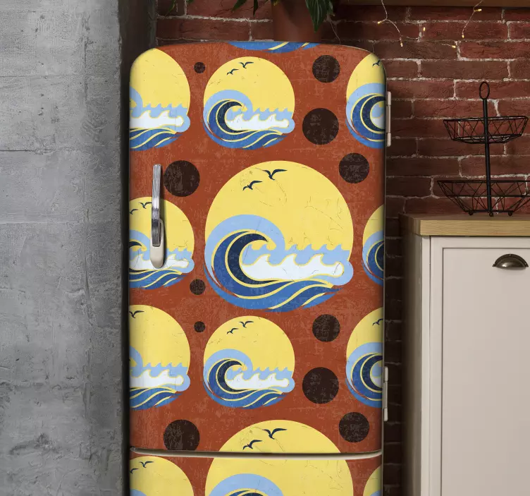 Autocolante para frigorífico Sol, praia e onda - TenStickers