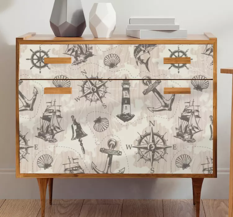 Autocolantes para móveis âncoras em padrão de pranchas de madeira - TenStickers