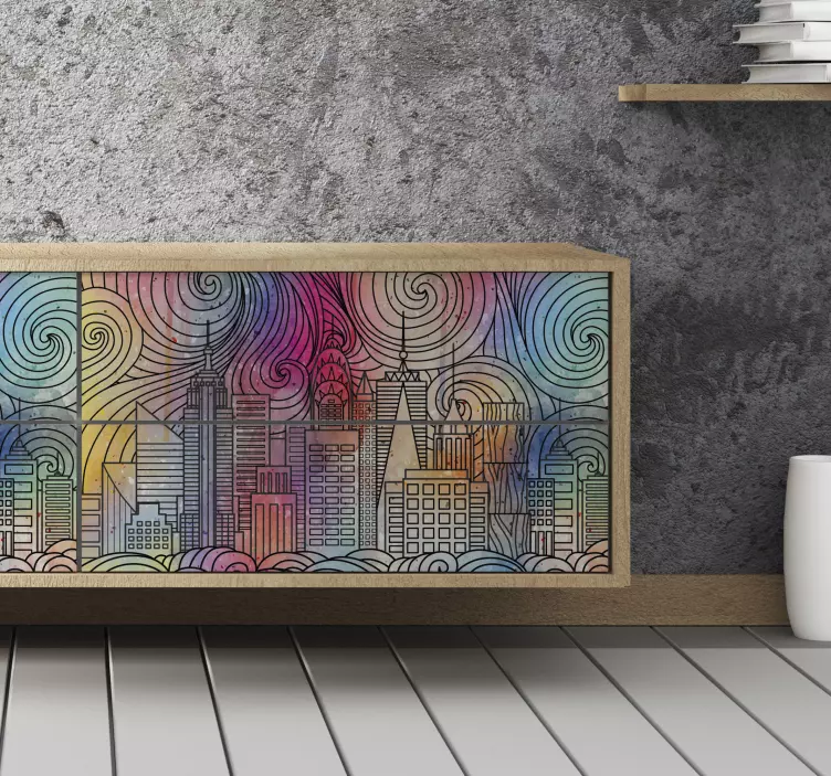 Autocolantes para móveis Cidade de pintura - TenStickers