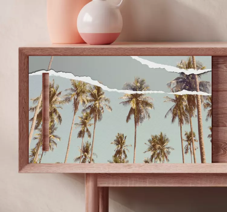 Autocolantes para móveis Imagem de palmeiras em papel rasgado - TenStickers
