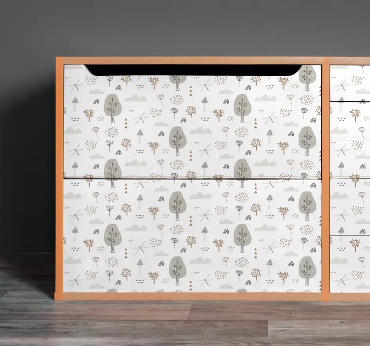 Autocolantes para móveis Libélulas voadoras e folhas no estilo nó - TenStickers