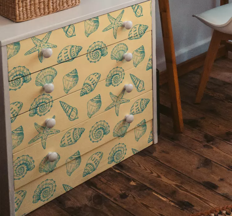 Autocolantes para móveis Mão desenhar conchas e estrelas do mar - TenStickers