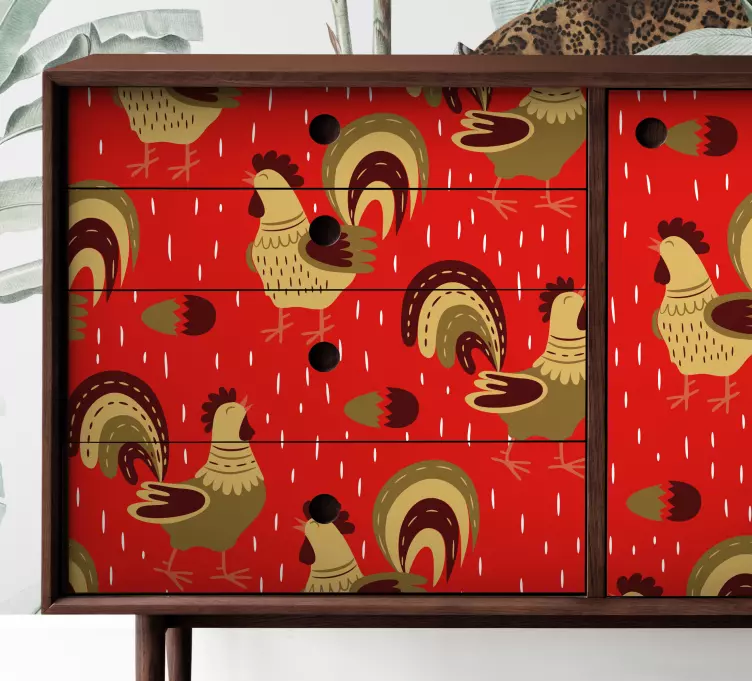 Autocolantes para móveis Padrão de galo chinês - TenStickers