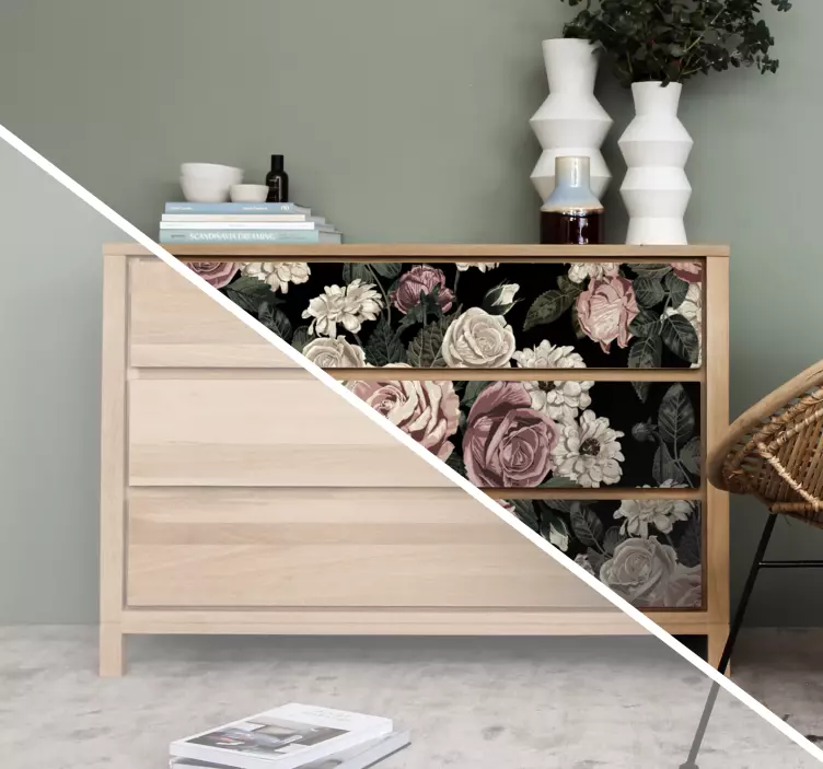 Autocolantes para móveis Padrão de rosas grandes - TenStickers