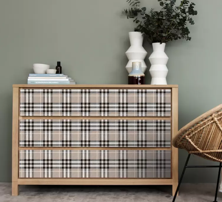 Autocolantes para móveis Padrão tradicional escocês cinza tartan - TenStickers