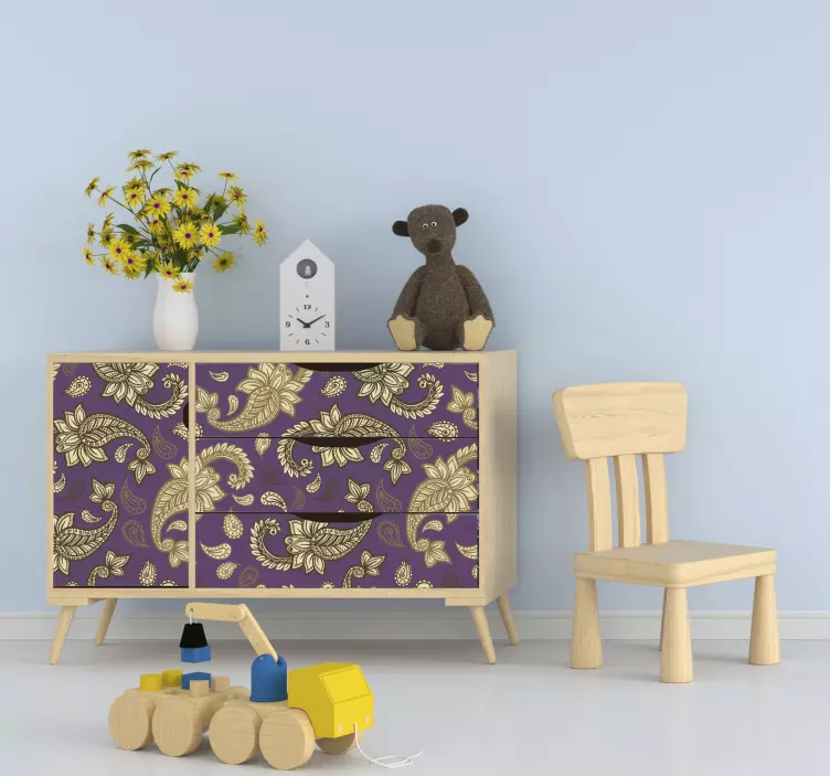 Autocolantes para móveis Paisley roxo e dourado - TenStickers