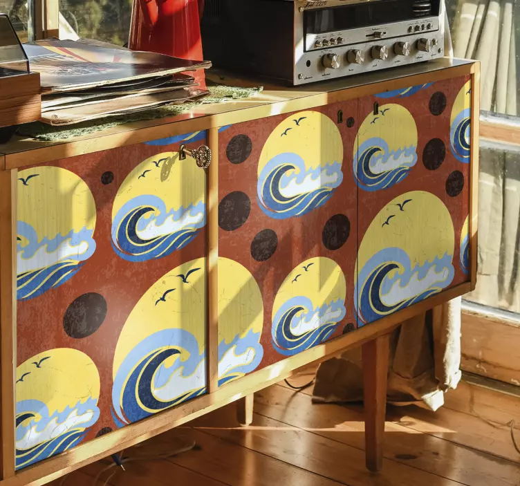 Autocolantes para móveis Sol, praia e onda - TenStickers