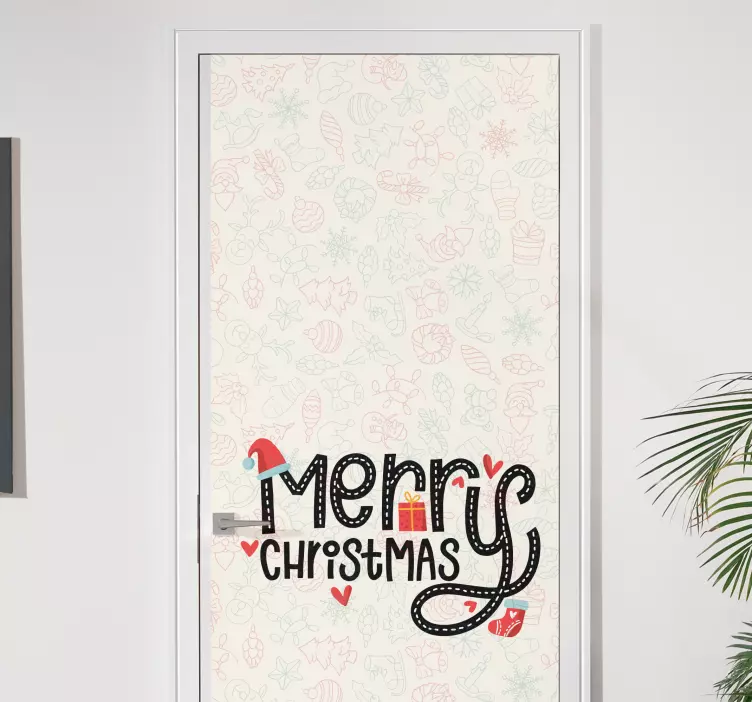Autocolantes para portas Bordado de feliz natal - TenStickers