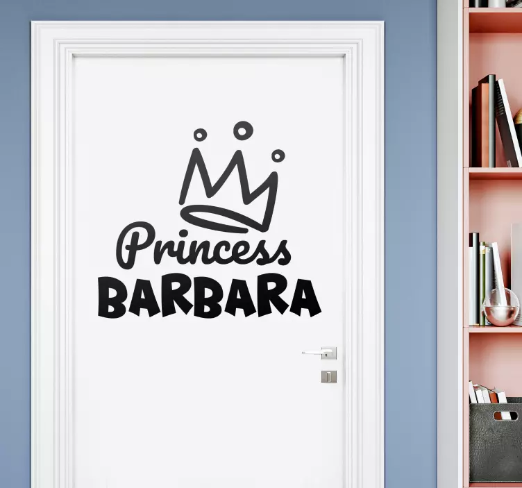 Autocolantes para portas Coroa de princesa com nome - TenStickers