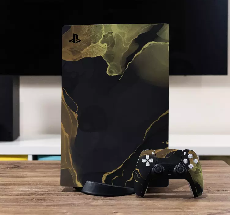 Autocolante Skin para PS5 Estilo escuro e dourado - TenStickers
