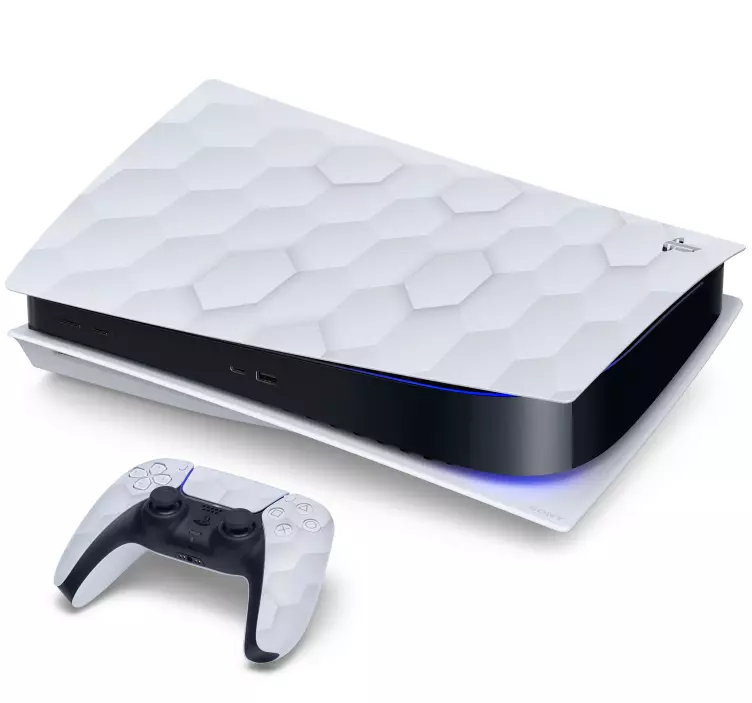 Autocolante Skin para PS5 Hexágonos brancos - TenStickers