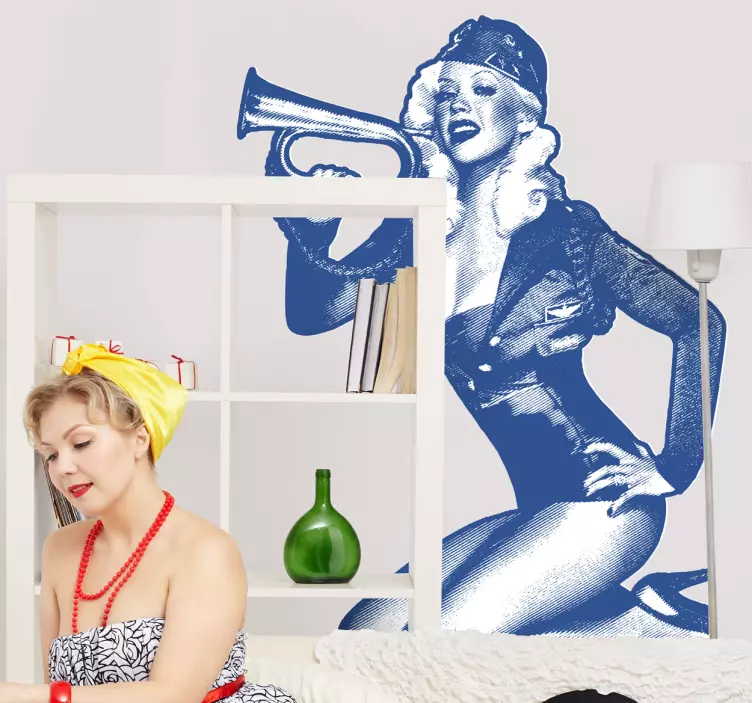 vinis decorativos militar menina pin-up - TenStickers