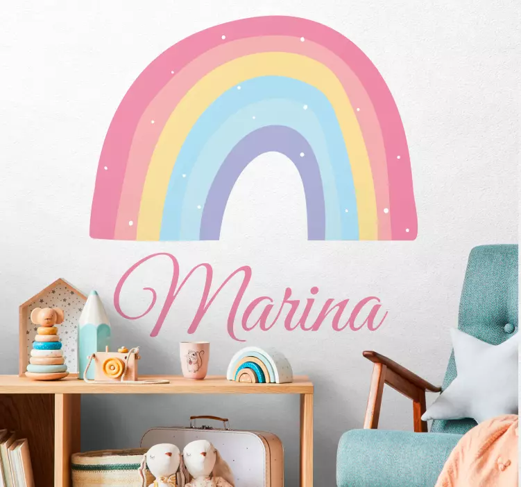 Adesivos para decoração de quarto infantil Arco-íris fofo e nuvem - TenStickers