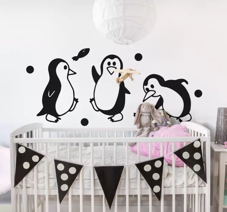 Adesivos para decoração de quarto infantil Pinguins fofos brincan - TenStickers