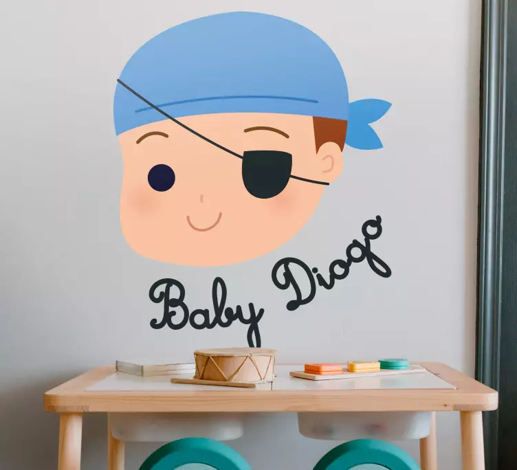 Adesivos para decoração de quarto infantil Rosto de pirata menino - TenStickers