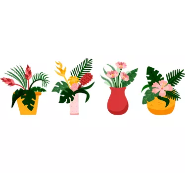 Autocolante quarto de dormir vasos de flores - TenStickers