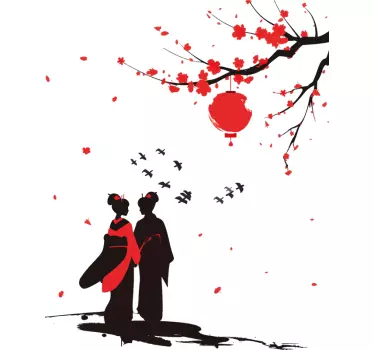 Autocolante quarto de dormir gueixas japonesas - TenStickers