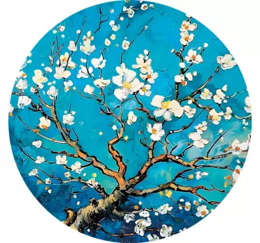 Autocolante quarto de dormir desenho azul redondo de flores - TenStickers