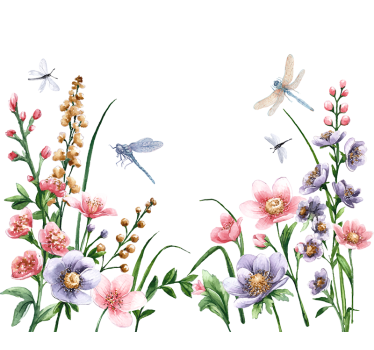 Autocolante animal flores e libélulas - TenStickers