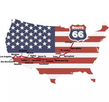 Vinil decorativo mapa Ruta 66 - TenStickers