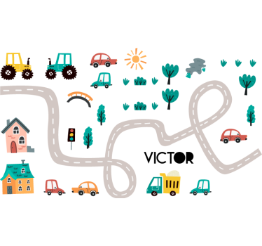 Autocolante de parede estrada de trator - TenStickers