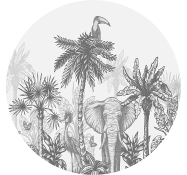 Autocolante de parede círculo safari cinza - TenStickers