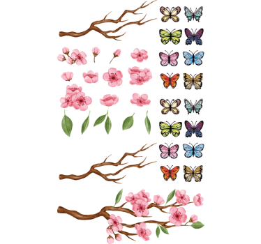 Autocolante para janela galhos e borboletas - TenStickers