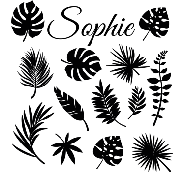 Autocolante para janela folhas de monstera com nome - TenStickers