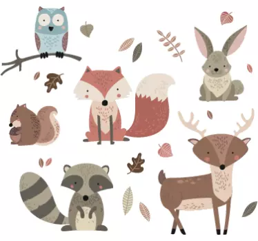 Autocolante infantil animais outono - TenStickers
