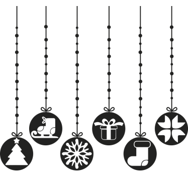 Autocolante para montras bolas de natal com símbolos - TenStickers