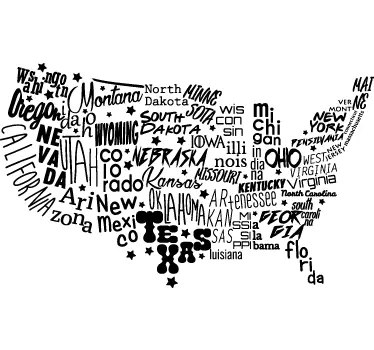 Autocolantes decorativos de cidades e países Mapa dos estados uni - TenStickers