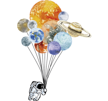 Autocolante decorativo astronauta e planetas - TenStickers