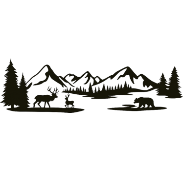 Autocolante sala de estar paisagem de floresta montanhosa - TenStickers