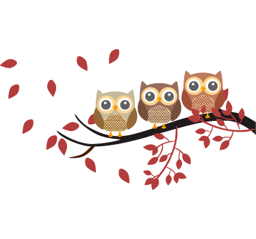 Autocolantes de pássaros e aves Três corujas bonitinh - TenStickers