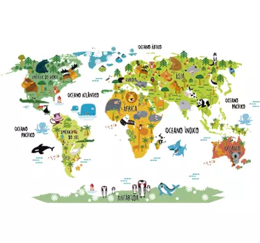 Adesivo Mapa mundo infantil - TenStickers
