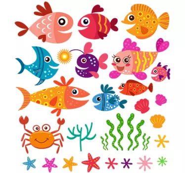 Vinil parede infantil peixes - TenStickers