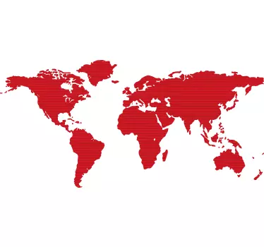 Vinil decorativo mapa mundo vermelho com linhas - TenStickers