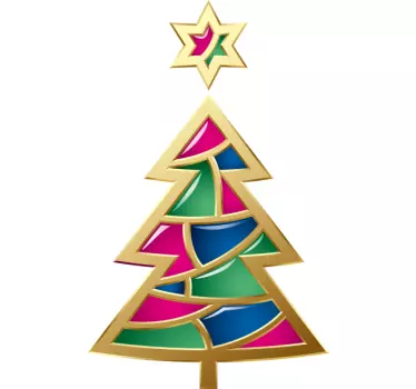 Autocolantes para Empresas arvore natal dourada - TenStickers