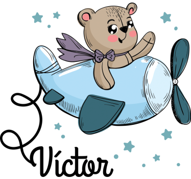 Autocolante personalizado ursinho num avião - TenStickers