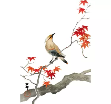 Autocolantes decorativos de pássaros e aves japonês vermelho - TenStickers