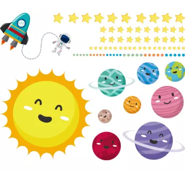 Autocolantes pequenos decorativos sistema solar infantil - TenStickers