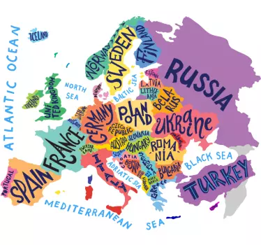 Autocolantes lugares Mapa infantil da Europa - TenStickers