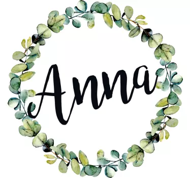 Vinil decorativo personalizável folhas de eucalipto com nome - TenStickers
