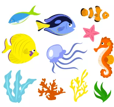 Autocolante decorativo com peixes Animais marinhos - TenStickers
