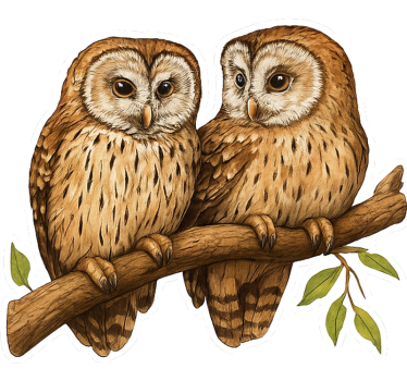 Autocolante para janela corujas empoleiradas na floresta - TenStickers