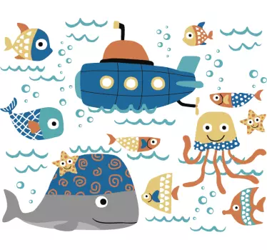 Autocolante decorativo infantil peixes marinhos - TenStickers