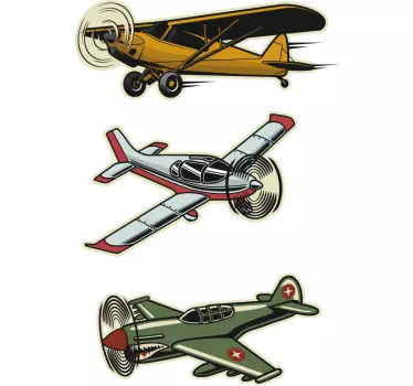 Vinil objeto Conjunto de aeronaves vintage - TenStickers