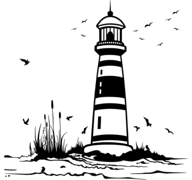 Autocolante para janela cena de farol costeiro - TenStickers
